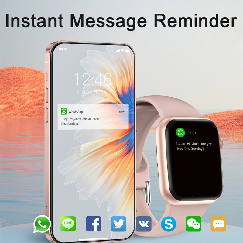 Men Women Smart Watch Bluetooth Calls Smartwatch Heart Rate Monitor Sport Fitness Bracelet Custom Watch Face Wireless Charging